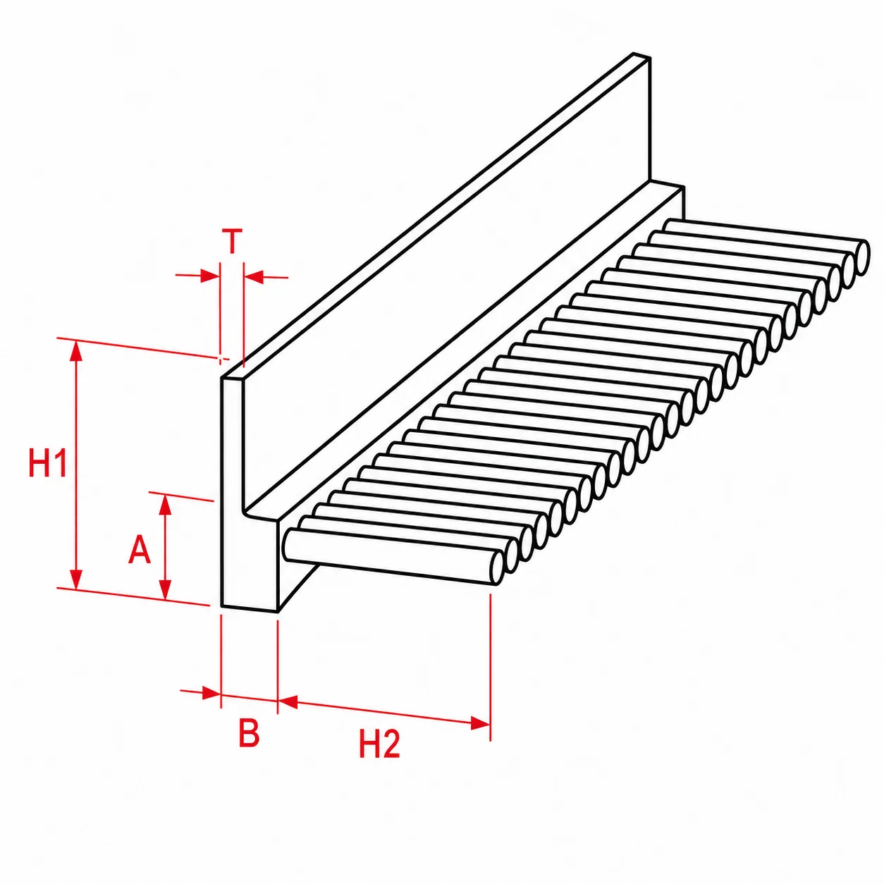 Flexible strip brush with filament tufted from the side of the profile