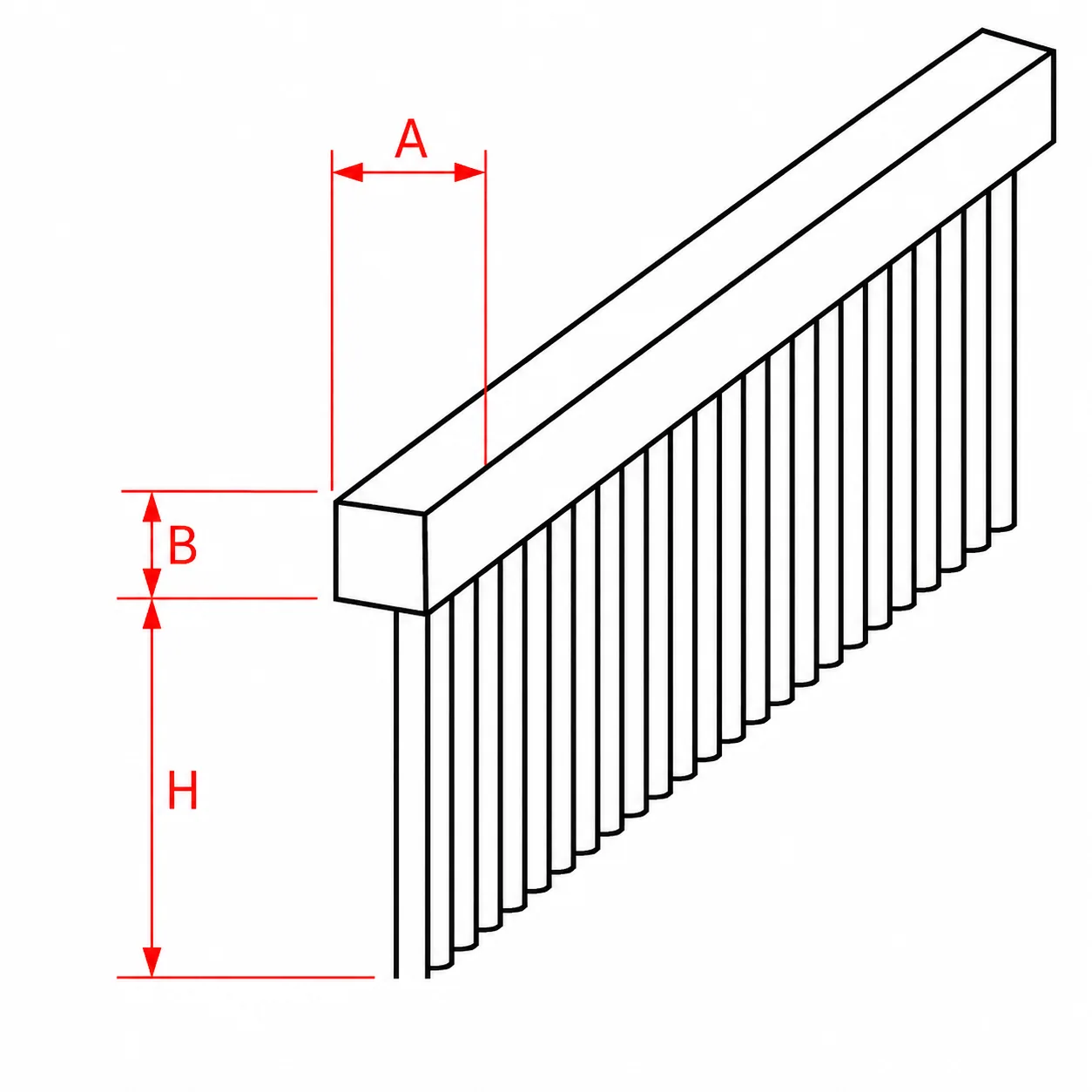 Square flexible strip brush backing profile