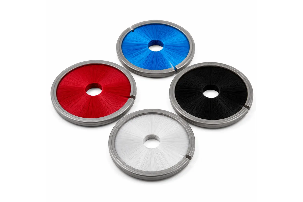 Formed cup style strip brushes with colored filament options