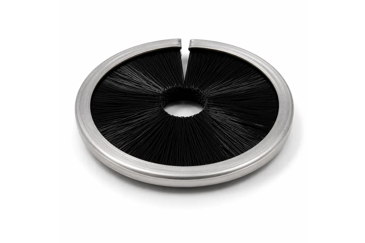 Internal ring strip brush with stainless backing and inward-facing fill