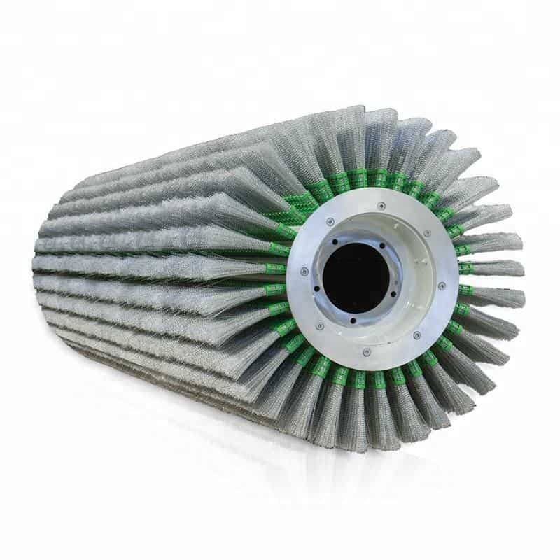 Gray cylindrical main sweeper brush with replaceable brush rows