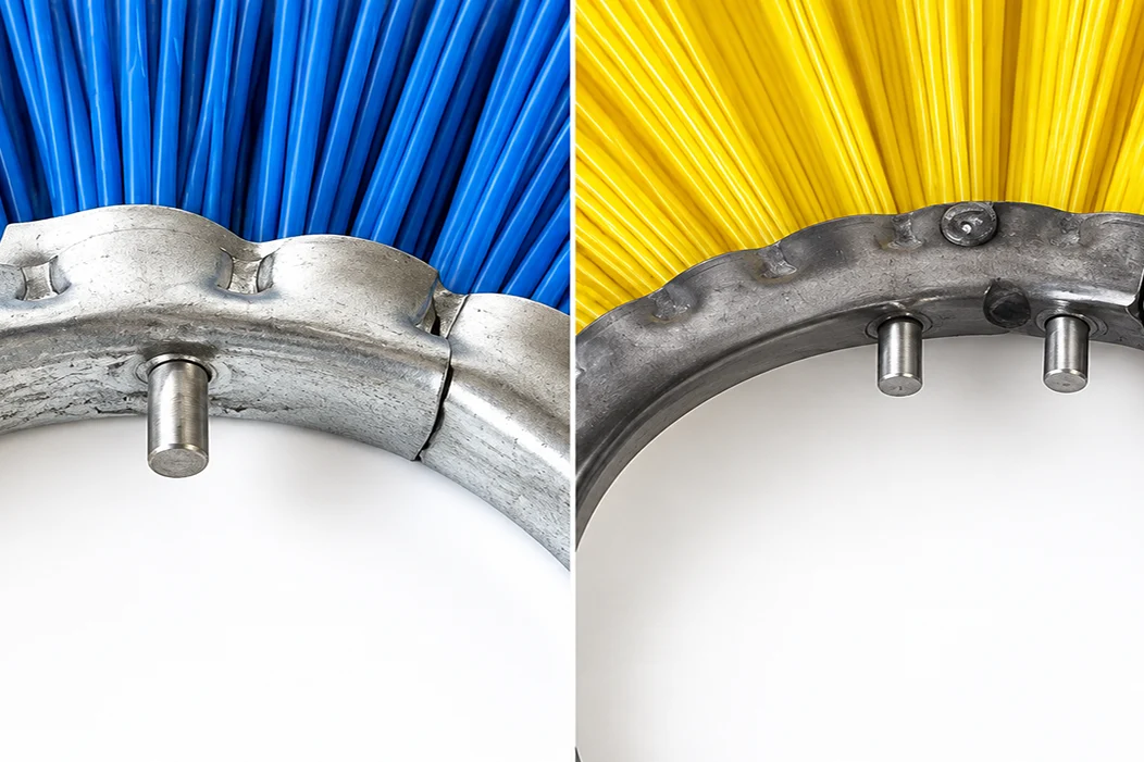 One-pin and two-pin drive arrangements for sweeper wafer brushes