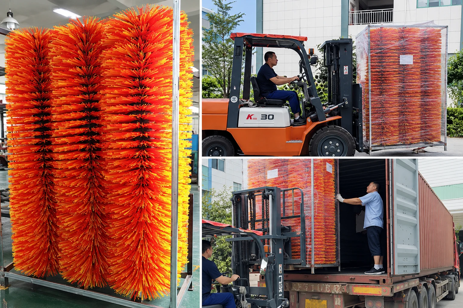Replacement wafer brush sets packed for sweeper brooms