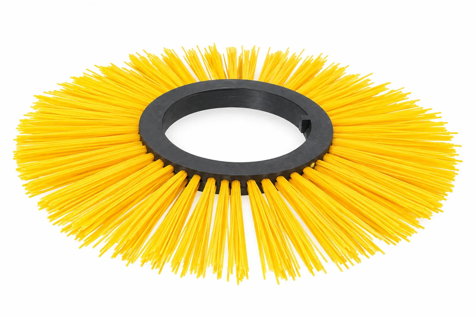 Yellow polypropylene flat wafer brush for a sweeper broom