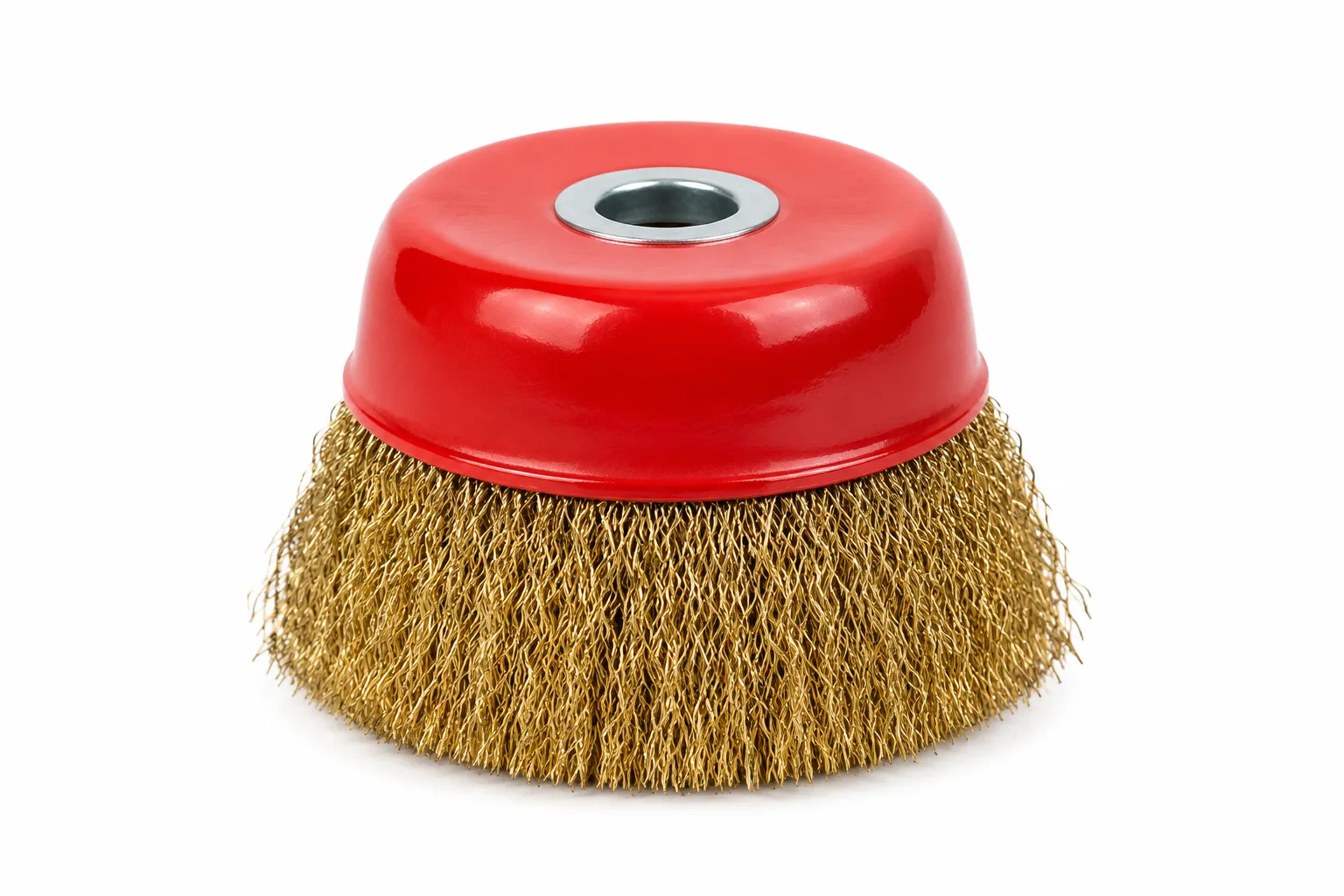 Brass wire cup brush for lighter cleaning and compatible surfaces