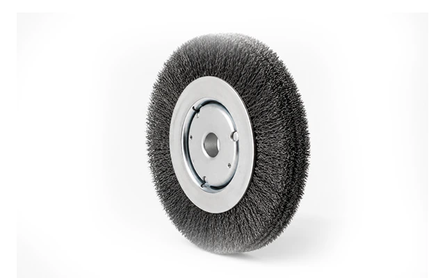 Narrow-face wire wheel brush with slim working width